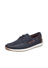 Bootsschuh Rieker, Herren, Gr. 42, nachtblau, Nubuklederimitat, Schuhe Bootsschuh, Mokassin, Halbschuh, Fr&uuml;hlingsschuh mit Perforation