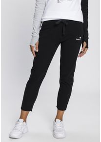 Jogginghose Kangaroos, Damen, Gr. 42, N-Gr, schwarz, Sweatware, Obermaterial: 95% Baumwolle, 5% Elasthan, kontrastfarbene Details, unifarben, bequem kn&ouml;chelfrei, Hosen Jogginghose, in 7/8-L&auml;nge mit Logo-Druck