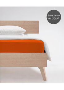 Spannbettlaken Fleuresse "Comfort", orange (terrakotta), B:200cm, Jersey-Elasthan, Obermaterial: 96% Baumwolle, 4% Elasthan (LYCRA), Bettlaken, Spannbettlaken, langlebig & b&uuml;gelfrei,Perfekte Passform durch POWER-STRETCH