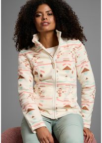 Fleecejacke Kangaroos, Damen, Gr. 44/46, beige, Fleece, Obermaterial: 100% Polyester, bedruckt, ethno, gemustert, kontrastfarbene Details, mehrfarbig, Jacken Fleecejacke, aus weichem Fleece-Material, bedruckte und gemusterte Optik