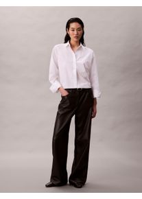 Lederimitathose Calvin Klein Jeans "FAUX LEATHER 5PKT PANT", Damen, Gr. 2 (34/XXS), N-Gr, schwarz, Web, Obermaterial: 100% Polyester, unifarben, regular fit lang, Hosen Lederimitathose, Regular fit