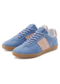 Sneaker ELBSAND "Freizeitschuh, Schn&uuml;rschuh, Turnschuh, Retro Sneaker, Lederschuh", Damen, Gr. 44, blau, Obermaterial: 100% Rindsleder. Decksohle: 100% Textilmaterial. Futter: 100% Textilmaterial. Laufsohle: 100% Synthetik, unifarben mit Farbeinsatz, Basic, Schuhe Sneaker, Ledersneaker, Schn&uuml;rhalbschuh aus Leder im modernen Retro Look Unisex