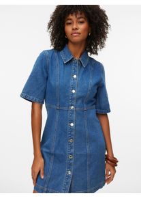 V&eacute;ro Moda Jeanskleid VERO MODA "VMDAISY 2/4 SHORT DENIM DRESS NOOS", Damen, Gr. XL, N-Gr, blau (medium blau denim), Denim/Jeans, Obermaterial: 100% Baumwolle, unifarben, kurz, Kleider Jeanskleid, Baumwolle