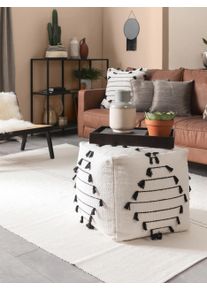 benuta POP Pouf Bo Norsunluu 45x45x45 cm Norsunluu Geometrinen,Kelim,It&auml;mainen