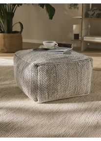 benuta pure K&auml;sintehty villapouf Rocco Beige/Musta 55x55x30 cm Beige/Musta Yksiv&auml;rinen