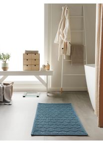 benuta nest Kylpyhuonematto Jojo Tummansininen 50x80 cm Tummansininen Yksiv&auml;rinen,Rakennemix