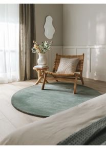 benuta nest Villamatto Bent Vihre&auml; &oslash; 100 cm py&ouml;re&auml; Vihre&auml; Yksiv&auml;rinen