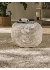 benuta pure K&auml;sintehty villapouf Rocco Valkoinen 55x55x30 cm Valkoinen Yksiv&auml;rinen