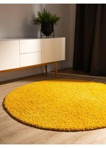 benuta Basic Pest&auml;v&auml; p&ouml;rr&ouml;matto Soho Keltainen &oslash; 80 cm py&ouml;re&auml; Keltainen Yksiv&auml;rinen