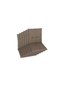 Sesselauflagenset, Taupe, Textil, 6-teilig, Uni, F&uuml;llung: Schaumstoff, Vlies, 48x5x98 cm, Oeko-Tex&reg; Standard 100, pflegeleicht, f&uuml;r den Au&szlig;enbereich geeignet, mittels Gurtband zu befestigen, Gartenm&ouml;bel, Gartenpolster & Auflagen, Sesselauflagen