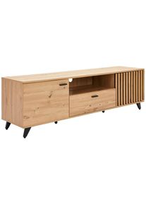 Mid.you Lowboard, Schwarz, Eichefarben, Metall, 1 Schublade(n) Schubladen, 170x40x49 cm, Bsci, Wohnzimmer, TV M&ouml;bel, Lowboards