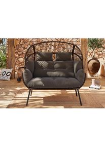 Ambia Garden Gartenmuschel, Grau, Dunkelgrau, Metall, Kunststoff, Textil, F&uuml;llung: Polyester, 146x136x83 cm, UV-best&auml;ndig, Gartenm&ouml;bel, Loungem&ouml;bel, Sonneninseln