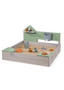 Muddy Buddy Sandkasten, Gr&uuml;n, Hellgrau, Holz, 100x60x100 cm, Fsc, EN 71, Europ&auml;ischer Sicherheitsstandard, Sitzfl&auml;che, mit Holzschutz vorbehandelt, Freizeit & Co, Gartenspielzeug, Sandk&auml;sten