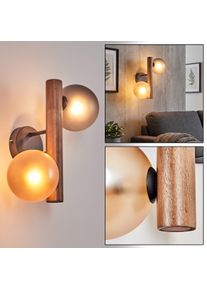 hofstein Lorin V&auml;gglampa, V&auml;ggspotlight M&ouml;rkbrun, Naturf&auml;rger, Svart, 2-ljusk&auml;llor