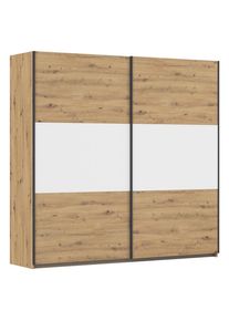 Rauch M&ouml;bel , Wei&szlig;, Alufarben, Eiche Artisan , Holzwerkstoff , 2 F&auml;cher , 218x210x59 cm , Blauer Engel, Goldenes M, Made in Germany , in verschiedenen Gr&ouml;&szlig;en erh&auml;ltlich , Schlafzimmer, Kleiderschr&auml;nke, Schwebet&uuml;renschr&auml;nke