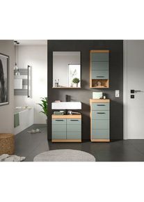 Mid.you , Salbeigr&uuml;n, Eiche Artisan , Glas, Holzwerkstoff , 3 F&auml;cher , 1 Schublade(n),0 Schublade(n) Schubladen , 97 cm , FSC MIX , stehend, Spiegel mit Ablage , Badezimmer, Badm&ouml;bel-Sets & -Serien, Badm&ouml;bel-Sets