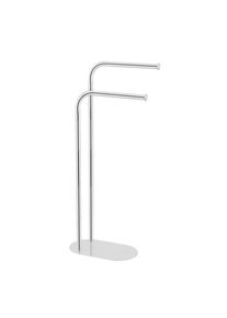 Wenko , Edelstahlfarben , Metall , gebogen , 18x63x13 cm , Montage ohne Bohren , Badezimmer, Badezimmeraccessoires, Handtuchhalter