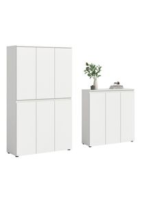 Livetastic , Wei&szlig; , Holzwerkstoff , 22 F&auml;cher , 105+105x175+111x37+37 cm , FSC MIX , griffloses &Ouml;ffnen , Garderobe, Garderobenschr&auml;nke