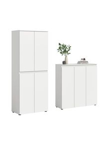 Livetastic , Wei&szlig; , Holzwerkstoff , 15 F&auml;cher , 190x175x37 cm , FSC MIX , griffloses &Ouml;ffnen , Garderobe, Garderobenschr&auml;nke