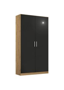 Rauch M&ouml;bel , Grau, Eiche Artisan , Holzwerkstoff , 1 F&auml;cher , 91x197x54 cm , Blauer Engel, Made in Germany , Schlafzimmer, Kleiderschr&auml;nke, Dreht&uuml;renschr&auml;nke