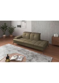 Sit & More Sit & More , Olivgr&uuml;n , Textil, Leder , Kombination Echtleder/Stoff , Nappaleder , 231x90x122 cm , Goldenes M, Made in Europe, DGM-Klimapakt , Armteil links , Wohnzimmer, Sofas & Couches, Relaxliegen & R&eacute;cami&egrave;ren