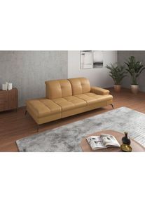 Sit & More Sit & More , Currygelb , Leder , Echtleder , Nappaleder , 231x90x122 cm , Goldenes M, Made in Europe, DGM-Klimapakt , R&uuml;cken echt, Armteil rechts , Wohnzimmer, Sofas & Couches, Relaxliegen & R&eacute;cami&egrave;ren