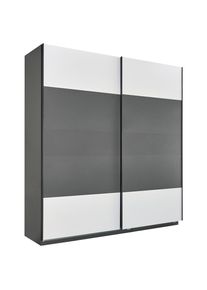 Ondega , Anthrazit, Wei&szlig; , Holzwerkstoff , 227.8x242.2x61 cm , Schlafzimmer, Kleiderschr&auml;nke, Schranksystem Unit, Unit Schwebet&uuml;renschr&auml;nke