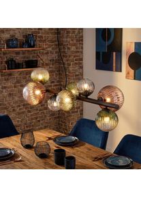 hofstein Chehalis Hanglamp, Kogellampje, Hanglamp Blauw, Groen, Duidelijk, Koperkleurig, 8-lichts