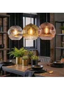 hofstein Ripoll Hanglamp, Kogellampje, Hanglamp Chroom, Goud, Duidelijk, Koperkleurig, Rookkleurig, 3-lichts