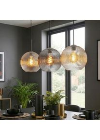 hofstein Koyoto Hanglamp, Kogellampje, Hanglamp Amber, Duidelijk, Rookkleurig, 3-lichts
