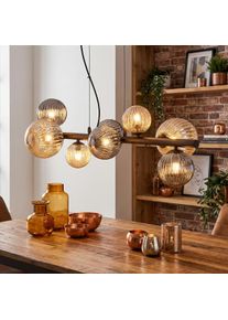 hofstein Chehalis Hanglamp, Kogellampje, Hanglamp Amber, Rookkleurig, 8-lichts