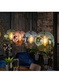 hofstein Ripoll Hanglamp, Kogellampje, Hanglamp Blauw, Groen, Koperkleurig, 4-lichts