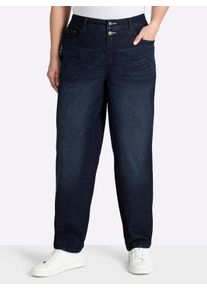 sheego Dames 5-pocketjeans met barrel-leg in dark-blue ,maat 58, Witt, 81% Katoen, 17% Polyester, 2% Elastan