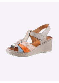 Gemini Dames Sandalette van 100% leer in sesam ,maat 36, Witt, 100% Glad leer