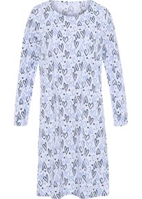 Damen Nachthemd mit Herzchen-Dessin wei&szlig;-bedruckt Gr&ouml;&szlig;e 52/54