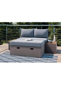 Ambia Garden Loungegarnitur, Akaziefarben, Braun, Grau, Holz, Metall, Kunststoff, Textil, Akazie, massiv, F&uuml;llung: Polyester,Polyester, einzeln stellbar, 113x72x62.5 cm, Gartenm&ouml;bel, Loungem&ouml;bel, Loungegarnituren