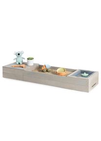 Muddy Buddy Sandkasten, Grau, Holz, Zypresse, massiv, 45x20x150 cm, EN 71, Sitzfl&auml;che, mit Holzschutz vorbehandelt, Freizeit & Co, Gartenspielzeug, Sandk&auml;sten