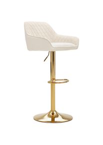 Livetastic Barhocker, Creme, Goldfarben, Metall, Textil, F&uuml;llung: Schaumstoff, Drehteller, 53.5x108x53 cm, Sitzfl&auml;che 360&deg; drehbar, inklusive Armlehnen, Esszimmer, Barm&ouml;bel, Barhocker