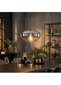 hofstein Mertola Lampadario a sospensione, Lampada a sospensione Chiaro, Grigio fumo, 1-Luce