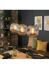 hofstein Ripoll Lampadario a sospensione, Lampada a sfera, Lampada a sospensione Grigio fumo, 3-Luci