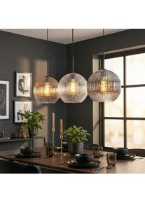 hofstein Koyoto Lampadario a sospensione, Lampada a sfera, Lampada a sospensione Ambrato, Chiaro, Grigio fumo, 3-Luci