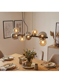hofstein Chehalis Lampadario a sospensione, Lampada a sfera, Lampada a sospensione Ambrato, Grigio fumo, 8-Luci