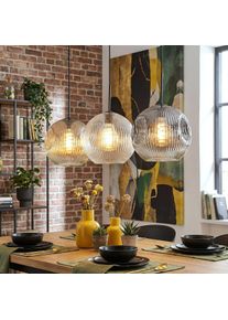 hofstein Ripoll Lampadario a sospensione, Lampada a sfera, Lampada a sospensione Ambrato, Chiaro, Grigio fumo, 3-Luci