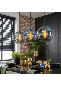 hofstein Ripoll Lampadario a sospensione, Lampada a sfera, Lampada a sospensione Blu, 3-Luci
