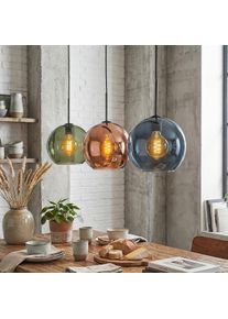 hofstein Koyoto Lampadario a sospensione, Lampada a sfera, Lampada a sospensione Blu, Verde, Ramato, 3-Luci