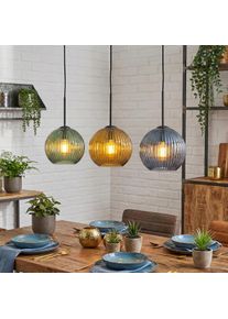 hofstein Koyoto Lampadario a sospensione, Lampada a sfera, Lampada a sospensione Blu, Oro, Verde, 3-Luci