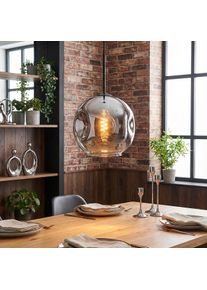 hofstein Ripoll Suspension, Boule lumineuse, Suspension Chrome, Clair, Fum&eacute;, 1 lumi&egrave;re