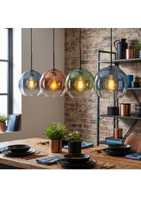 hofstein Koyoto Suspension, Boule lumineuse, Suspension Bleu, Vert, Clair, Cuivr&eacute;, 4 lumi&egrave;res