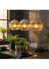 hofstein Koyoto Suspension, Boule lumineuse, Suspension Or, Clair, 3 lumi&egrave;res