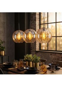hofstein Koyoto Suspension, Boule lumineuse, Suspension Ambre, 3 lumi&egrave;res
